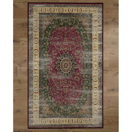 Persian Style Living Room Area Rug With Nonslip Backing, Classic Pink, 8 X 10 Ft Large